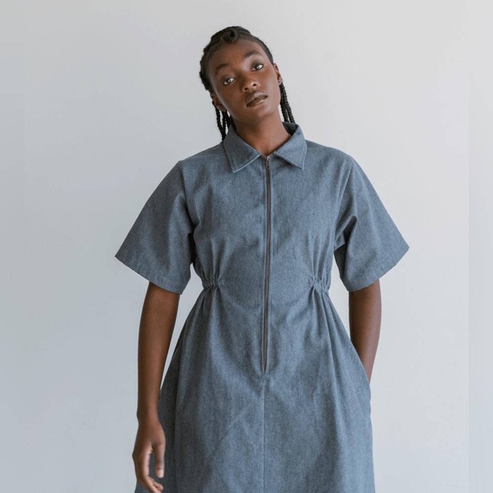 Noble Utility Dress-Denim